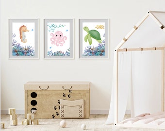 Ocean Nursery Wall Art - Digital Download A4