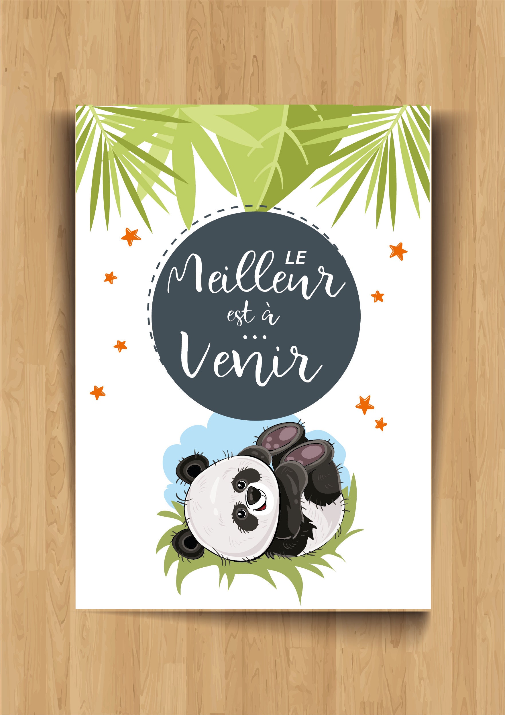 Affiche | Illustration Pour Chambre d'enfant ou Bébé, Bébé Panda et Citation