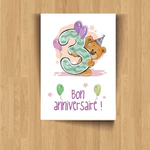 Lot de 4 cartes d'anniversaire de 3 à 10 ans