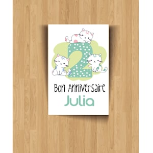 Carte anniversaire avec prénom et âge personnalisable, invitation
