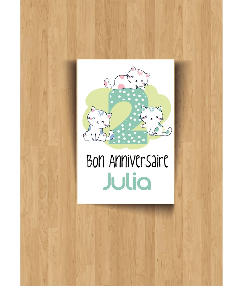 Carte anniversaire avec prénom et âge personnalisable, invitation image 1