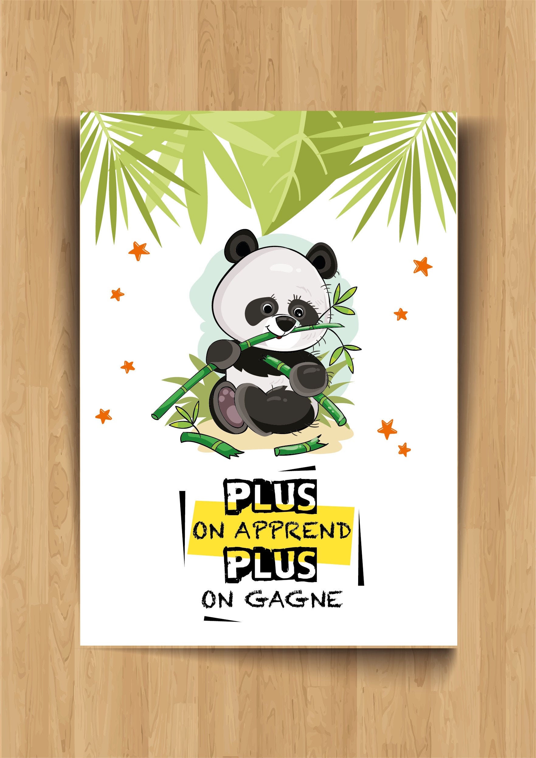 Affiche Décoration Pour Chambre Enfant | Décoration Animal Citation Illustration Bébé Panda