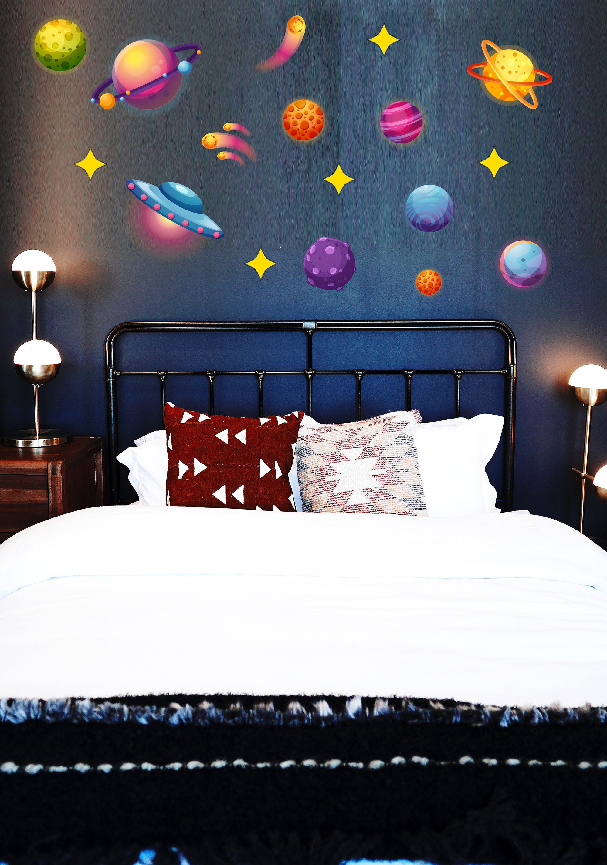 stickers Muraux Planètes Enfant | Autocollant Mural Système Solaire Décoration Murale Chambre Planèt