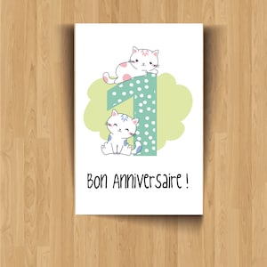 Carte anniversaire 1 à 5 ans à imprimer soi même