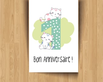 Carte anniversaire 1 à 5 ans à imprimer soi même
