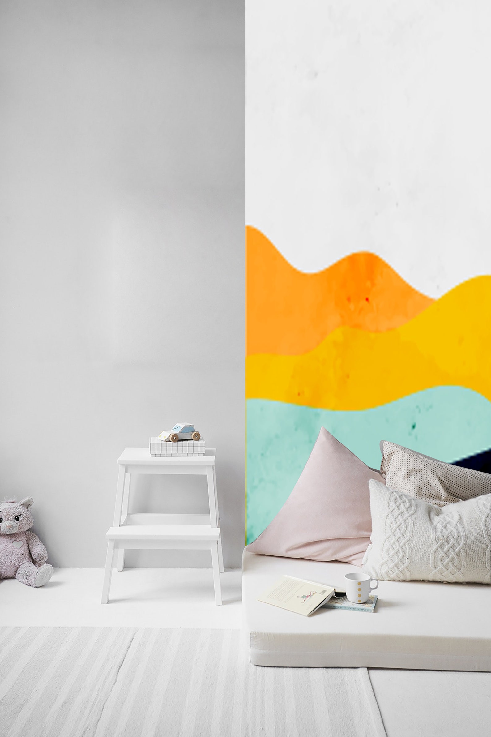 Children's Wallpaper Illustration Abstract Drawing Bright Etsy UK