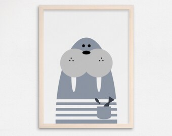 Kids Wall Art, Walrus Print, Kids Art Print, Animal Nursery Print, Nursery Wall Art, Animal Wall Art, Kids Room Poster, Animal Nursery Decor