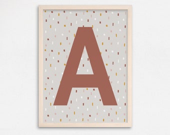 Impresión de cartas, arte de pared para niños, impresión inicial de los niños, arte personalizado de la pared de la guardería, cartel de la carta, impresión de la guardería, decoración de la habitación de los niños, arte de la guardería