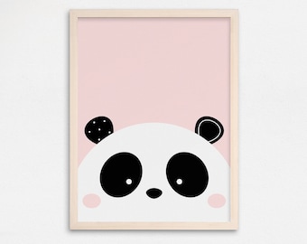 Cute Panda Nursery Print, Baby Room Art, Panda Wall Art, Nursery Animal Print, Girl Nursery Decor, Baby Girl Art, Animal Wall Art For Girls