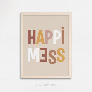 Happimess Playroom Print, Kids Print, Children&#39;s Wall Art, Neutral Nursery Prints, Playroom Art, Boho Nursery Decor, Kids Art, Earthy Colors