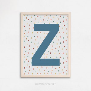 Initial Kids Print, Boys Room Art, Nursery Print, Children Wall Art, Colourful Print, Kids Wall Art, Nursery Initial Sign, Z Letter Print