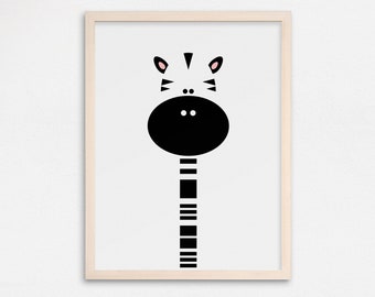 Nursery Print, Kids Wall Art, Animal Print, Kids Print, Black White Nursery Art, Monochrome Nursery, Modern Kids Decor, Kids Illustration