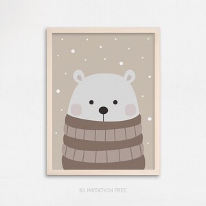 Polar Bear Christmas Wall Art, Christmas Print, Polar Bear Decor, Christmas Home Decor, Holiday Decor, Kids Christmas Print