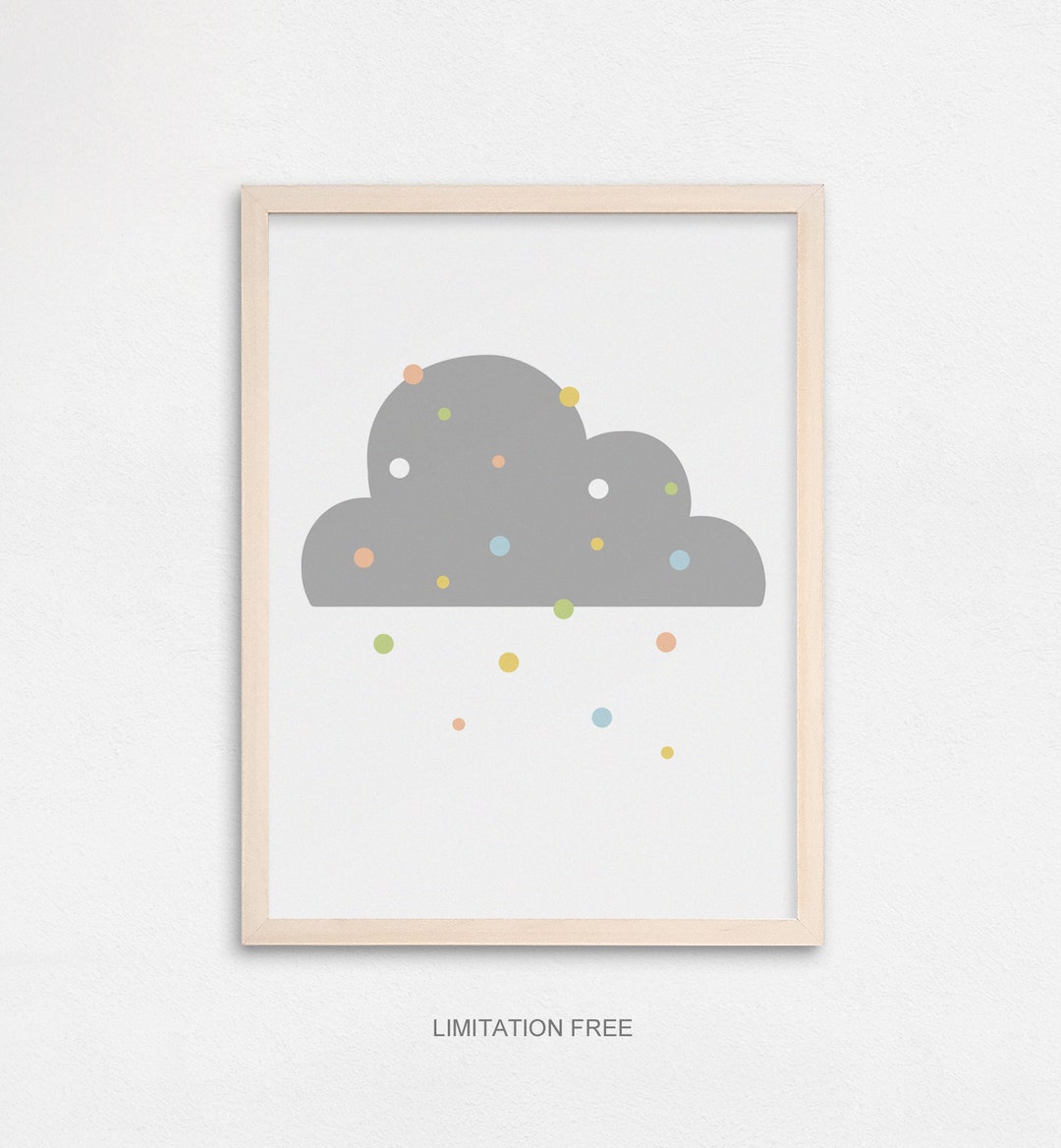 Cloud Nursery Art Kids Wall Art Rainy Cloud Print Neutral Etsy