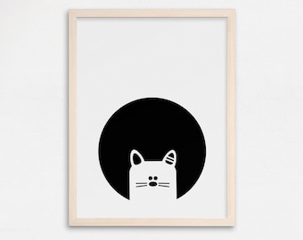 Nursery Animal Print, Cat Nursery Art, Kids Poster, Black and White Animal Print, Nursery Print, Kids Room Wall Art, Cat Print, Kids Print