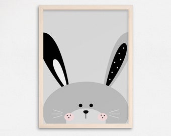 Kids Wall Art, Bunny Nursery Art, Bunny Print, Animal Wall Art, Nursery Print, Nursery Wall Art, Animal Nursery Decor, Baby Animal Prints