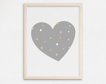 Heart Print, Girl Nursery Print, Kids Poster, Kids Wall Art, Girls Room Decor, Girls Wall Art, Nursery Wall Art, Kids Art, Nursery Poster