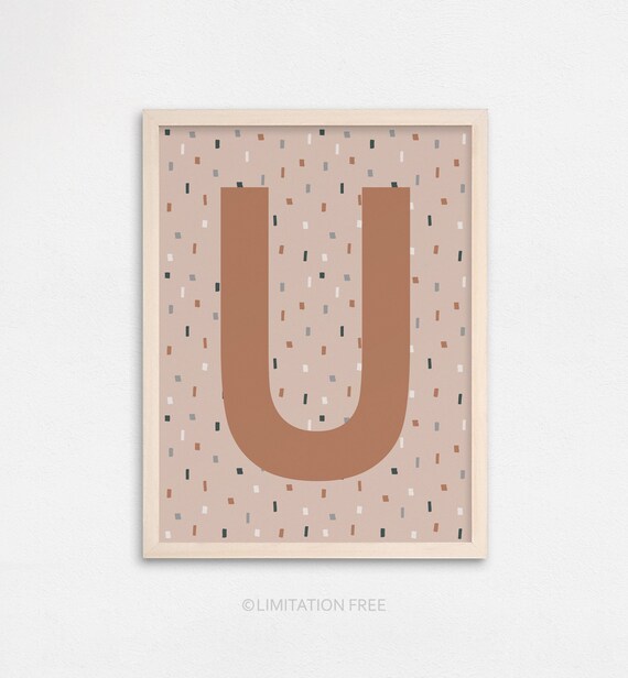 Kids Poster, Letter Print Nursery, Kids Wall Art, Nursery Name Poster, Scandinavian Kids Art, Initial Wall Art, Kids Room Decor, Earth Tones