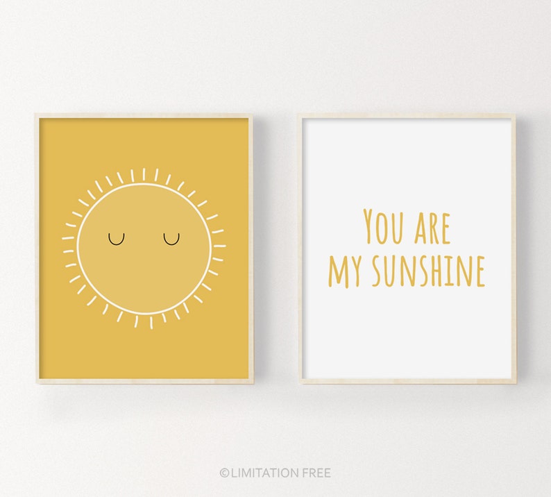 You Are My Sunshine Wall Art Nursery Prints Set of 2 Etsy