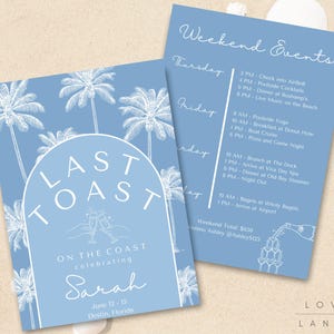 Beach Bachelorette Invitation & Itinerary Template, Coastal Bachelorette, Last Toast on the Coast, Bach Weekend, Editable