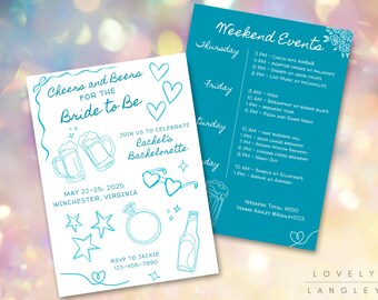 Brewery Bachelorette Invitation & Itinerary Template (Editable)