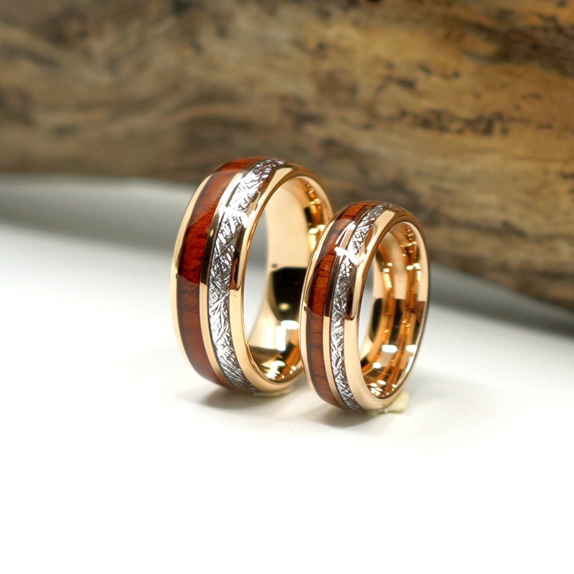 Eunice 7mm and 5mm Wide, Matching Wedding Ring Set - TDN Stores