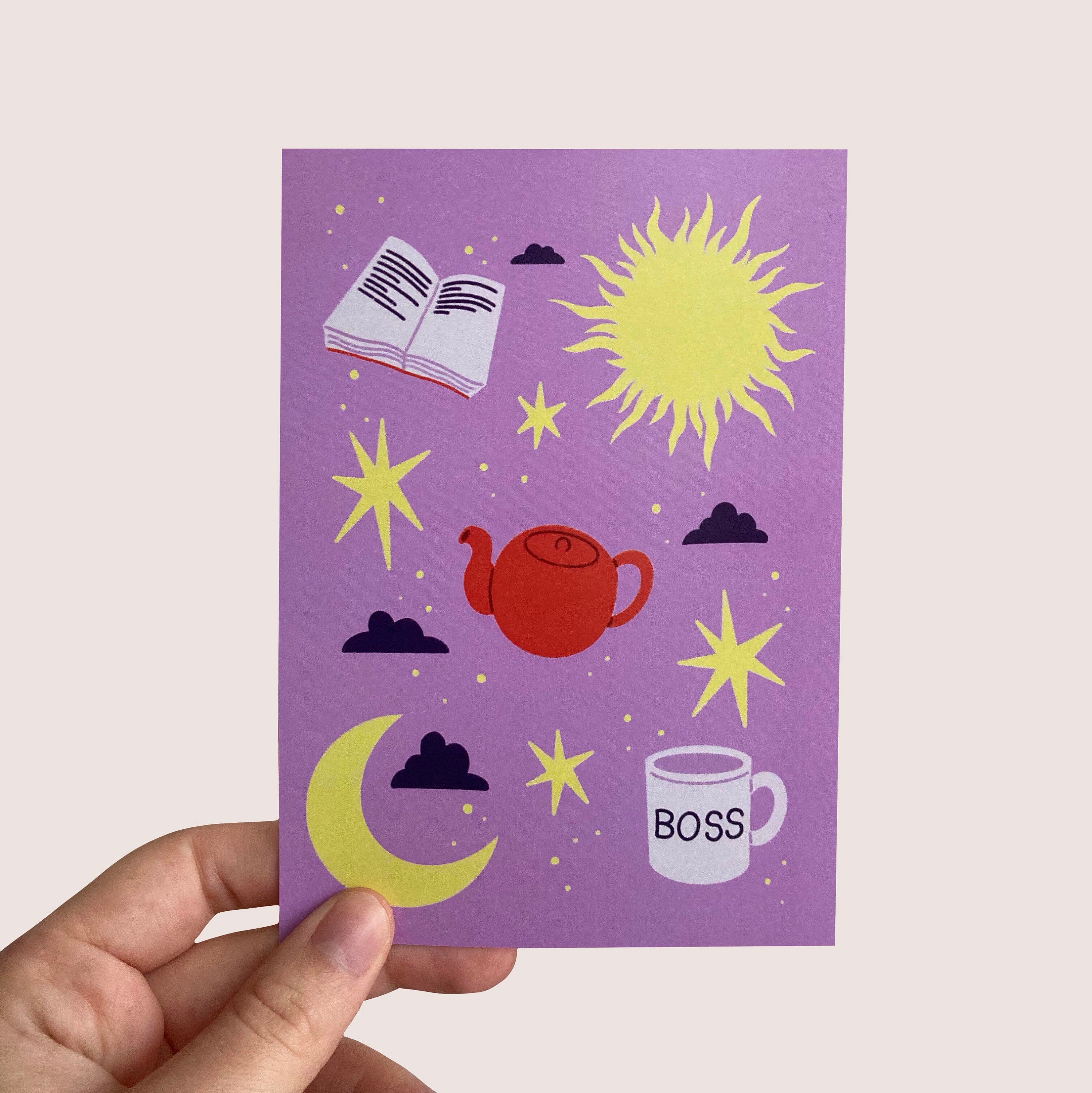 Art Print A6 - Book Astrology Sun Moon Eugeniedbart Illustration Carte Postale