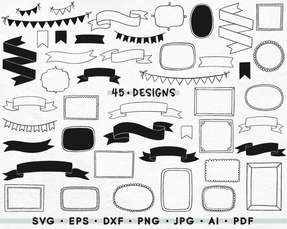 Download Free Hand Drawn Frame Svg Borders Svg Ribbons And Banners Etsy SVG Cut Files
