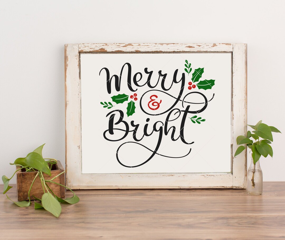 Merry and Bright Svg Christmas Svg Cutting Files Cricut Cut - Etsy
