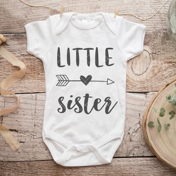 Little Sister svg, Sister SVG, Lil Sis Svg, Baby Girl Svg, Big Sister Little Sister , Baby Onesie Design, Arrow svg, Commercial use