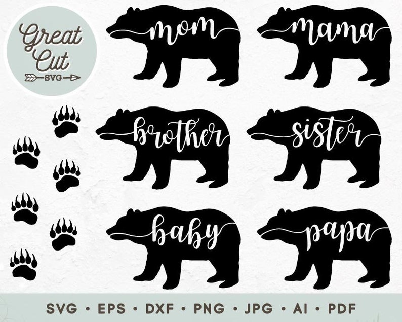 Download Bear Mama SVG Bear Paw SVG Baby Bear SVG Papa Bear Svg | Etsy