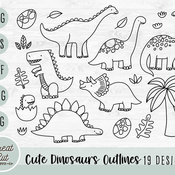 Dinosaur Outline Svg - Etsy