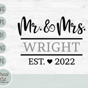 Mr and Mrs Svg, Wedding Svg, Just married Svg, Bride Svg, Groom Svg, Wife Svg, Hubs Svg, Cutting files, Silhouette Cameo, Svg, Eps, Png, Jpg