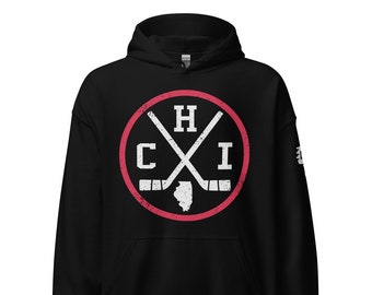 Retro Chicago Hockey Emblem Vintage CHI Sweatshirt Pullover Hoodie