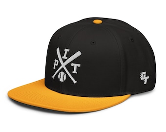 Gorra de béisbol retro con logo de bate de béisbol de Pittsburgh (PIT)