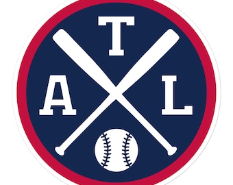 Adesivo per paraurti con decalcomania per finestra rotonda retrò ATL con emblema di baseball di Atlanta
