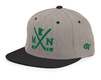 Minnesota Hockey Snapback Cap Retro MN Hockey Sticks Hat