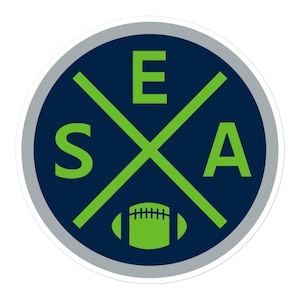 Seattle Football Emblem Round Retro SEA Window Decal Bumper Sticker