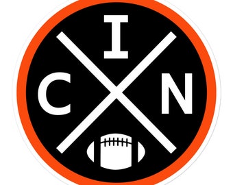 Cincinnati voetbal embleem ronde retro CIN raamsticker bumpersticker