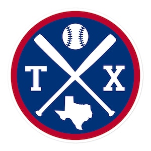 Texas Baseball Emblem Round Retro TX Window Decal Bumper Sticker