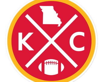 Kansas City Football Emblem Round Retro KC Window Decal Bumper Sticker