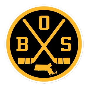 Pegatina para parachoques con emblema de hockey de Boston, redondo, retro, BOS