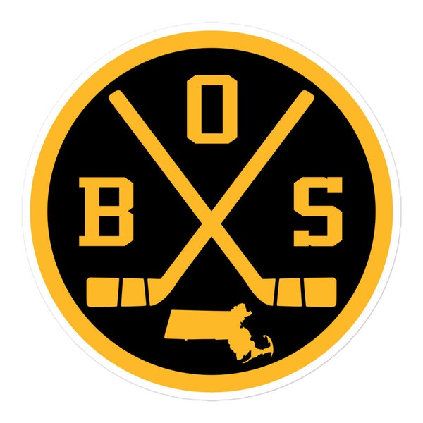 Boston Hockey Emblem Round Retro BOS Window Decal Bumper Sticker