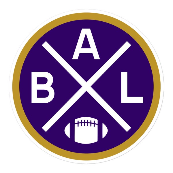Baltimore Football Emblem Round Retro BAL Window Decal Bumper Sticker