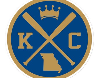 Kansas City Baseball Emblem Round Retro KC Window Decal Bumper Sticker