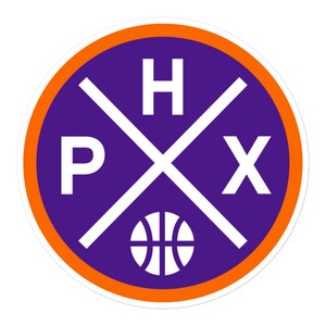 Pegatina para parachoques con emblema de baloncesto de Phoenix, redondo, retro, PHX