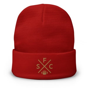 San Francisco Football Retro SFC Cross Winter Beanie Cap Hat
