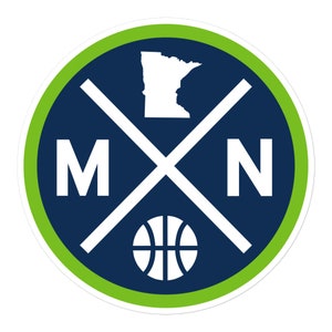 Minnesota Basketball Emblem Round Retro MN Window Decal Bumper Sticker