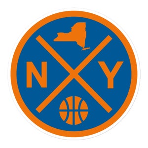 Het Basketbalembleem van New York rond Retro NY Raamsticker Bumpersticker
