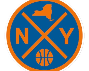 New York basket emblem runt retro NY fönsterdekal bildekal